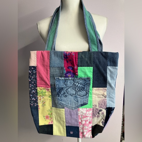 Handmade Upcycled Shoulder Bag/Tote, Multicolored - Picture 2 of 3